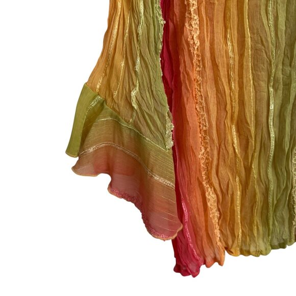 Cato Womens Ombre Sheer Flare Sleeve Fairy Blouse L Multicolor Pink Green Y2K - Picture 4 of 8